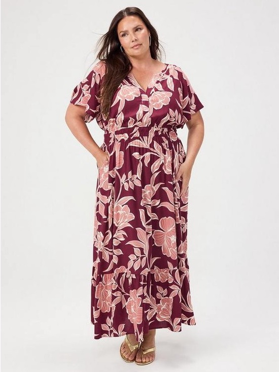torrid Dresses & Skirts - Torrid Boho Chic Y-Neck Challis Maxi Dress in Nova Floral Plum Plus Size 2X